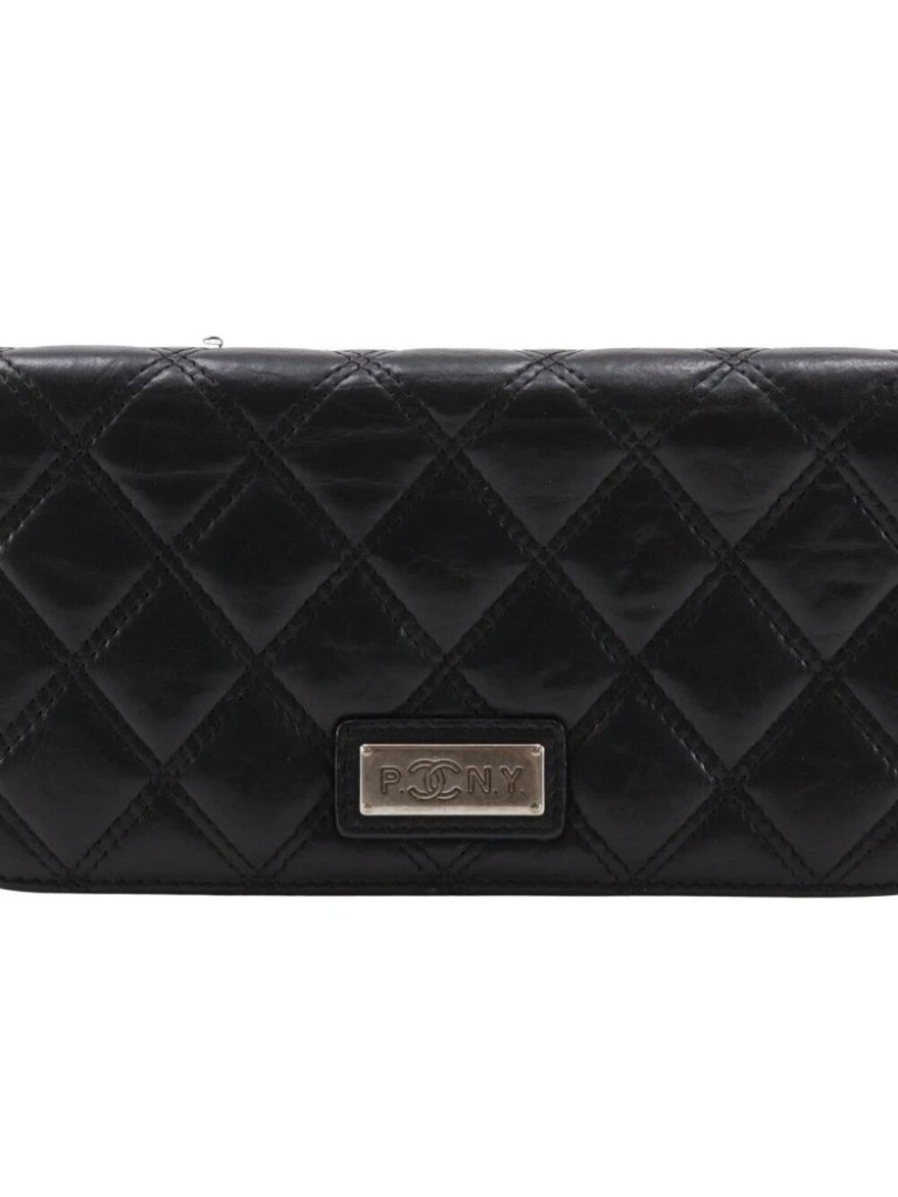 CHANEL Paris New York Line Purse Matelasse black lambskin Women